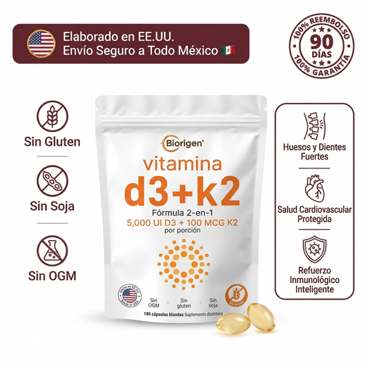D3-K2 Max: El dúo natural que guía el calcio a tus huesos y protege tu corazón.