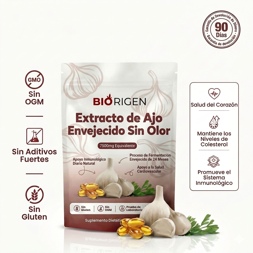 Extracto de Ajo Envejecido Sin Olor - Capsulas Blandas de 7500 mg